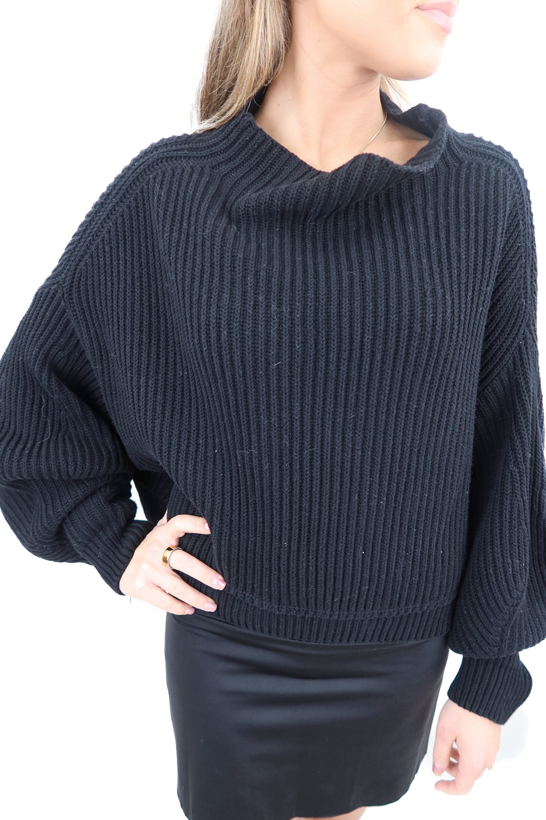 free people black dolman sleeve sweater (s; retail $98)