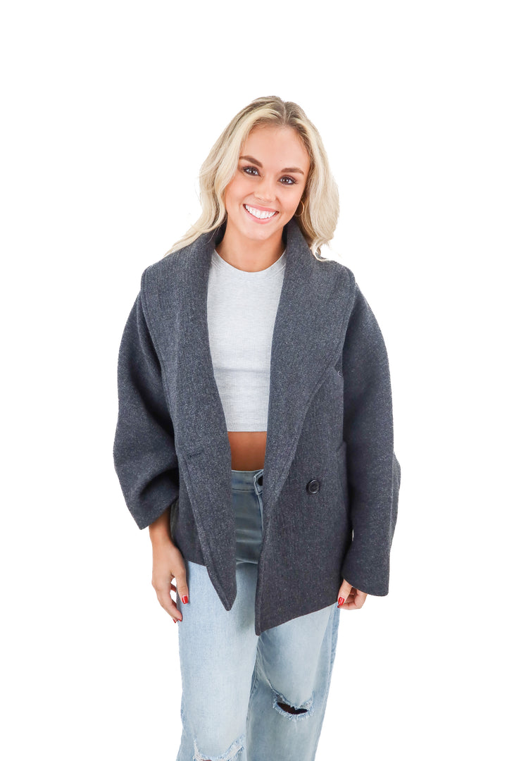 zara black wool dolman sleeve jacket (s)