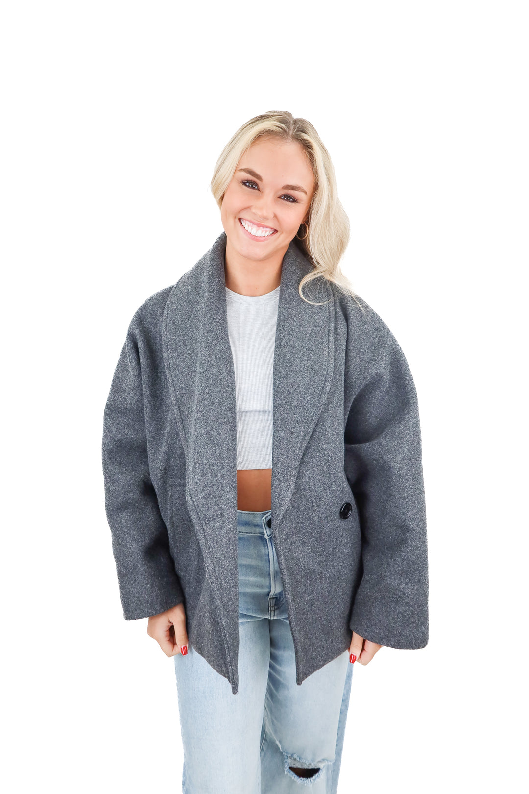 commense grey wool jacket (s)