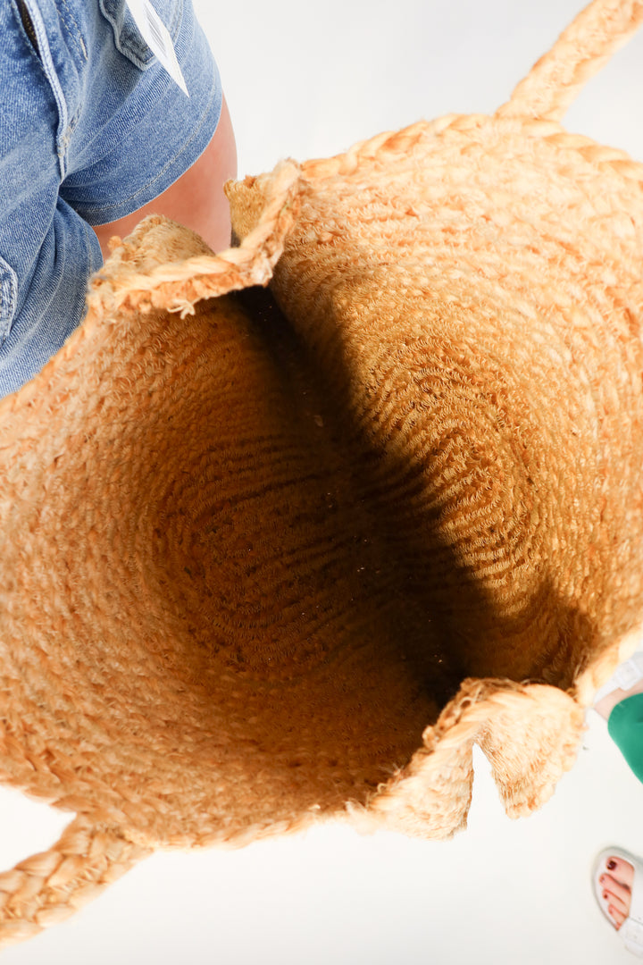 large rattan handbag