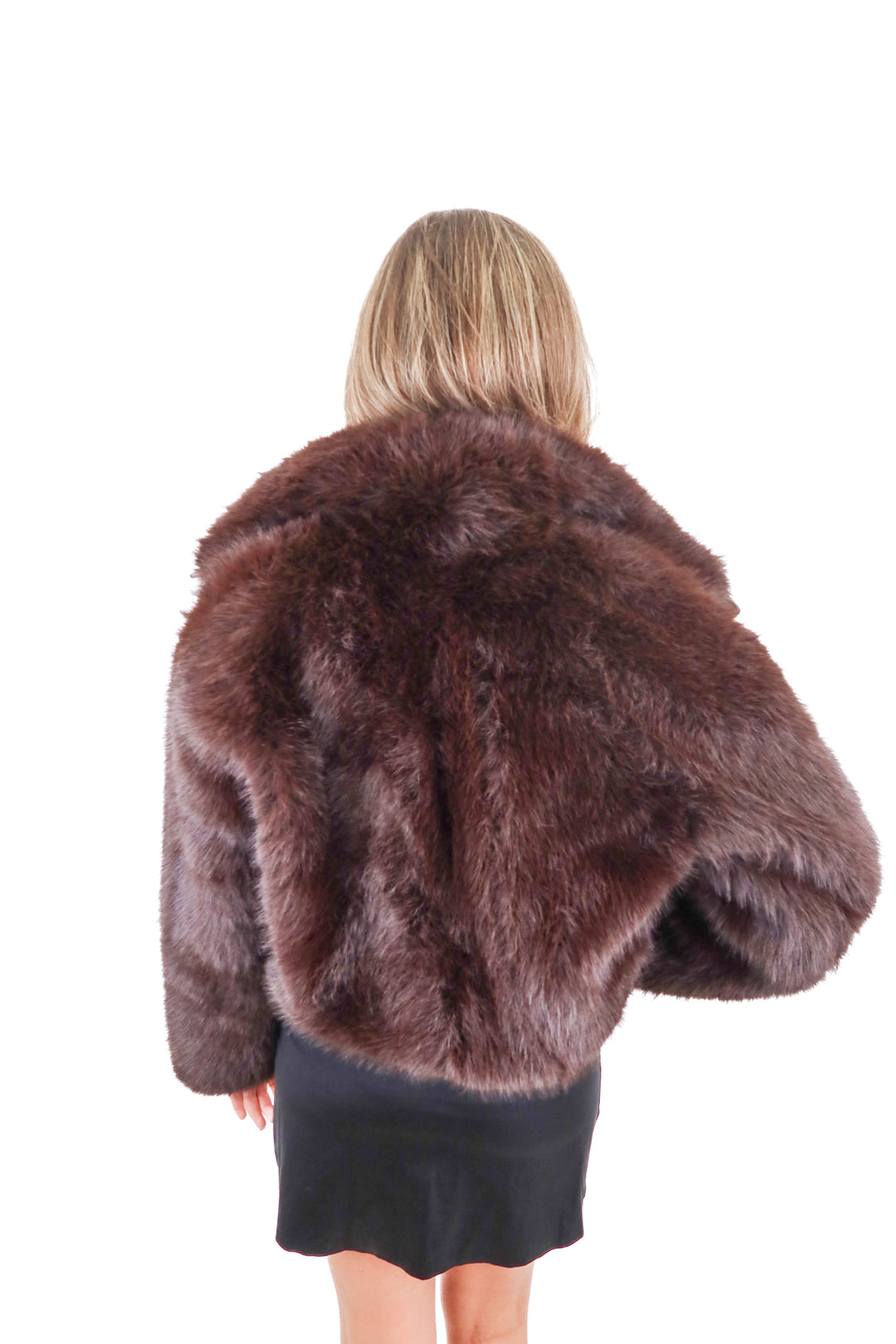 river island brown fur zip up jacket (s; retail $177)