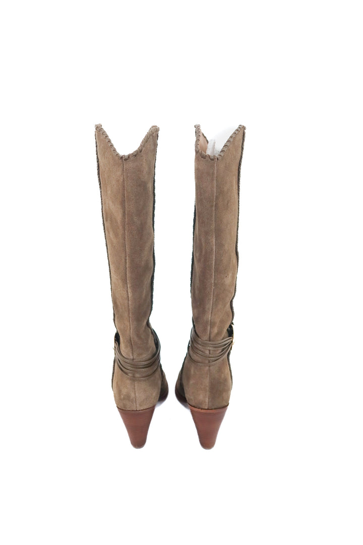 dolce vita tan suede boot (8; retail $250)