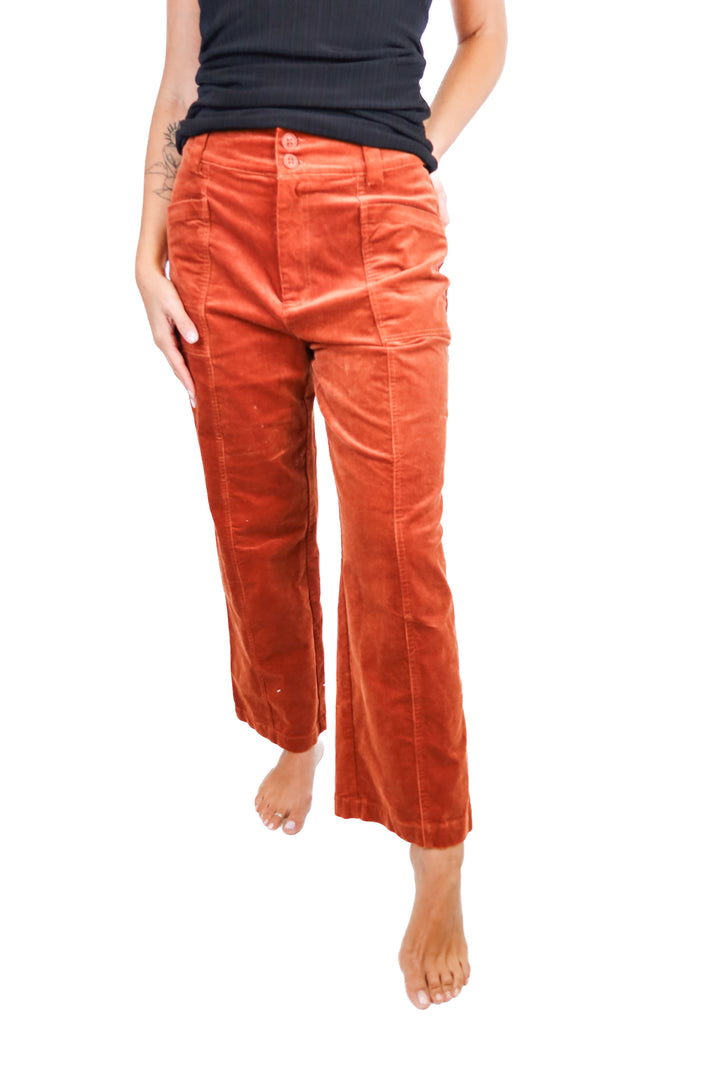 Skies Are Blue rust corduroy pant (M; retail $95)