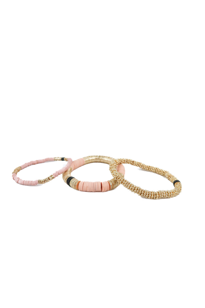 Pink and gold bracelet set