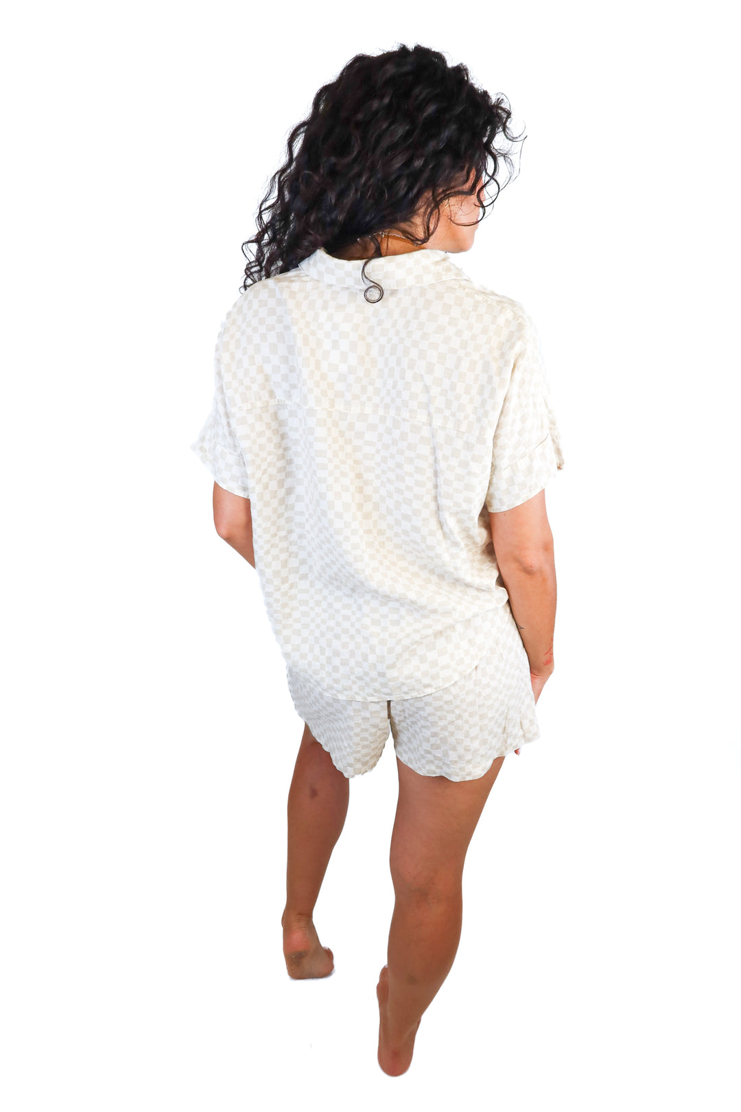 Rylee & Cru white/beige checkered set (S; retail $70)