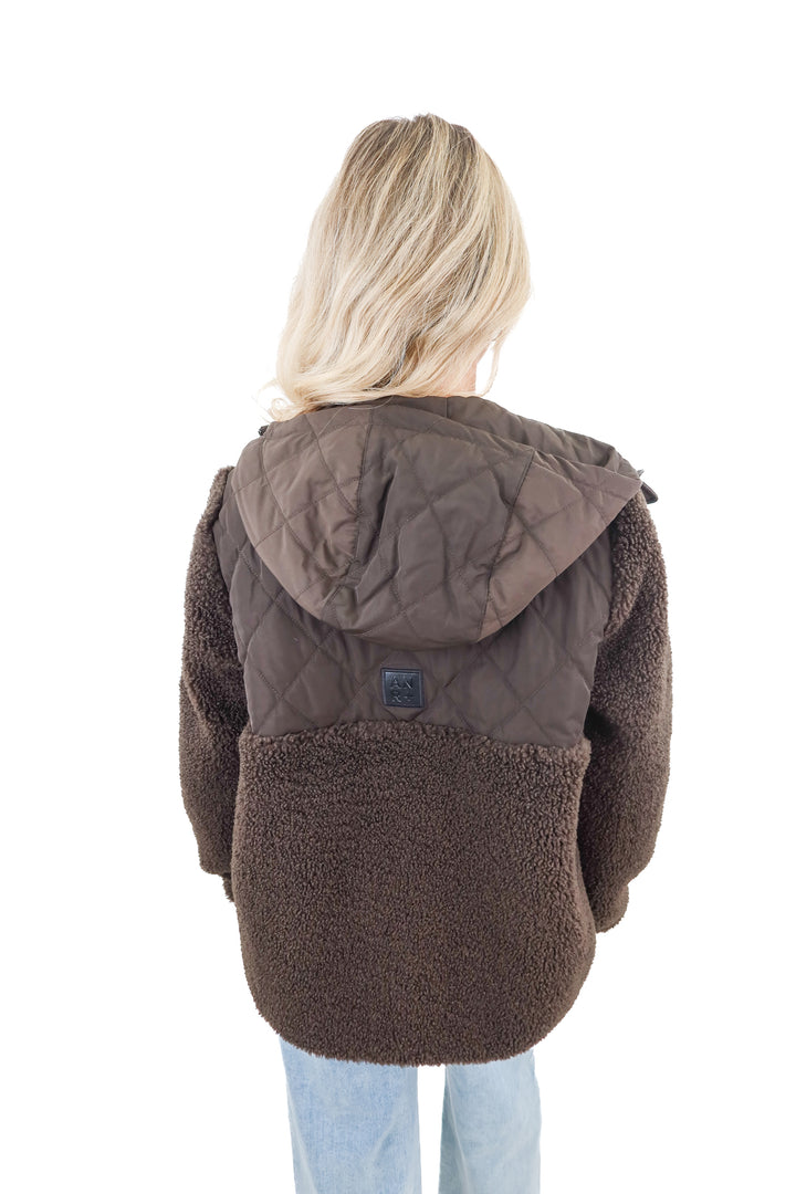 alpnrock brown sherpa jacket (s; retail $458)