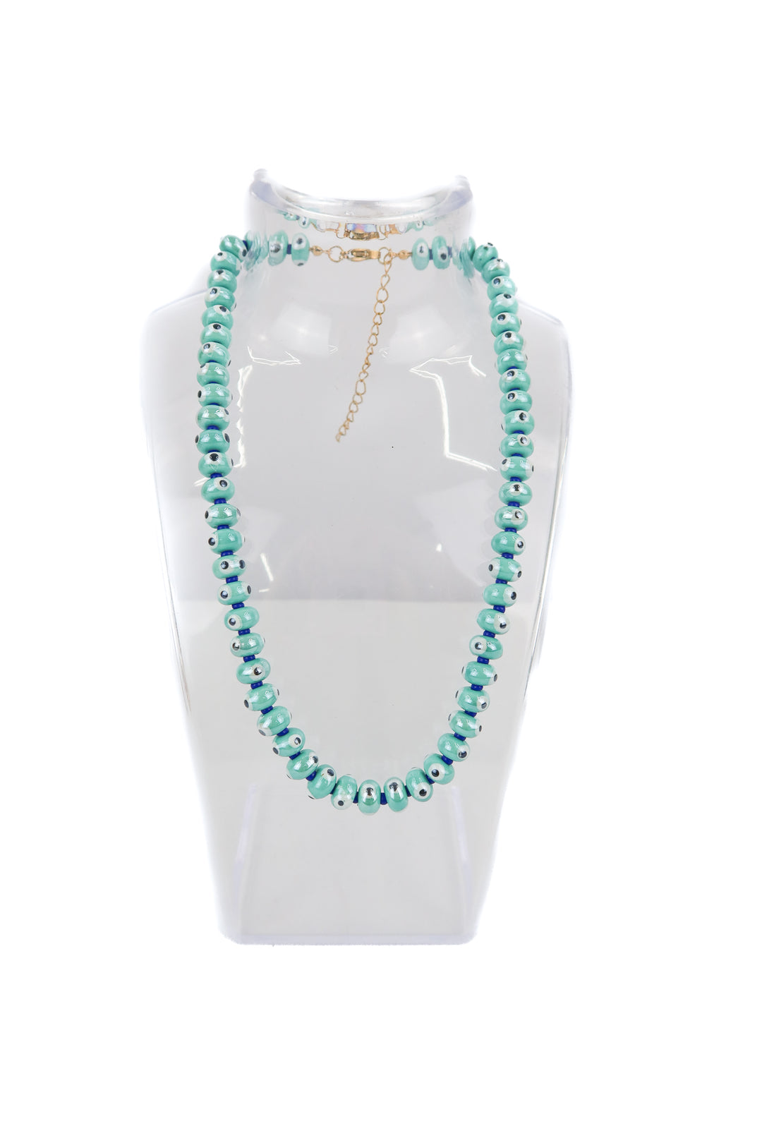 blue evil eye beaded necklace