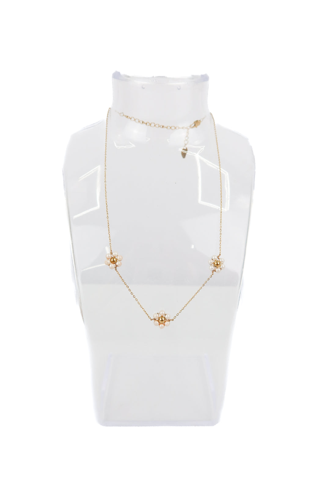 gold pearl flower neckalce