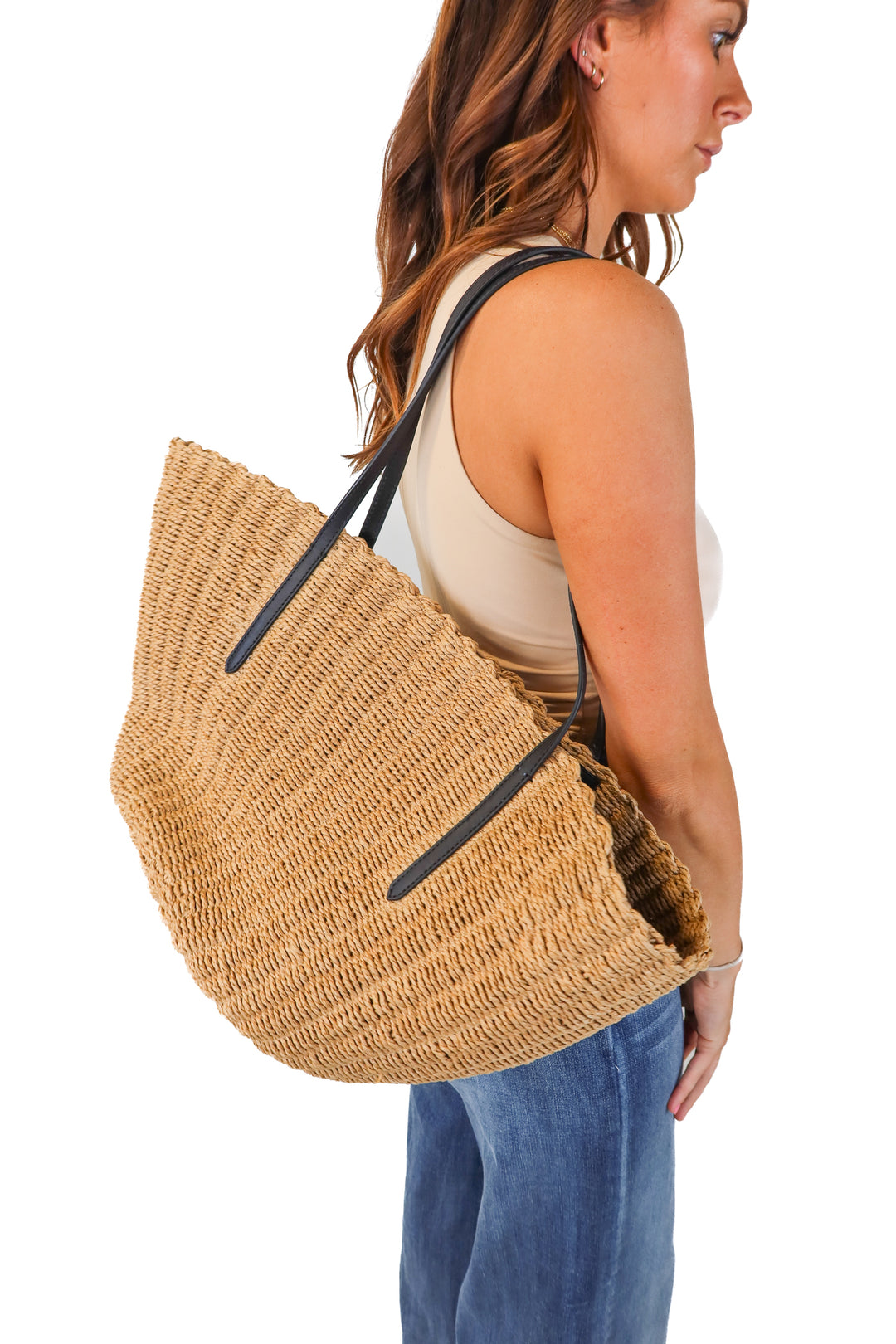 j.crew large rattan tote bag (retail $168)