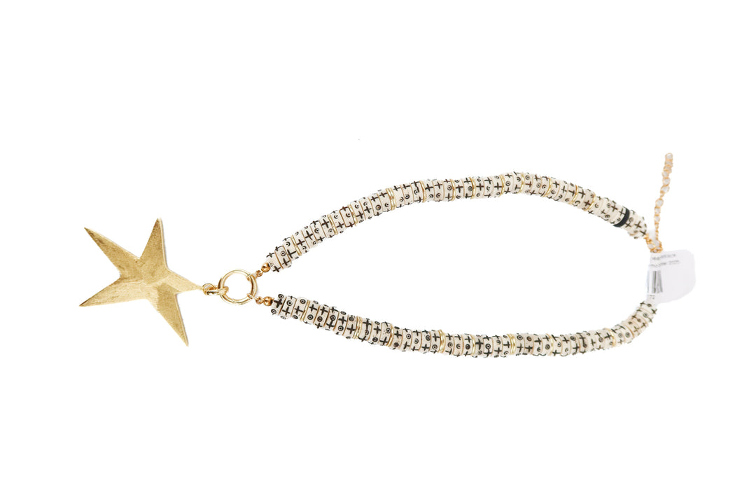 black and white star beaded necklace