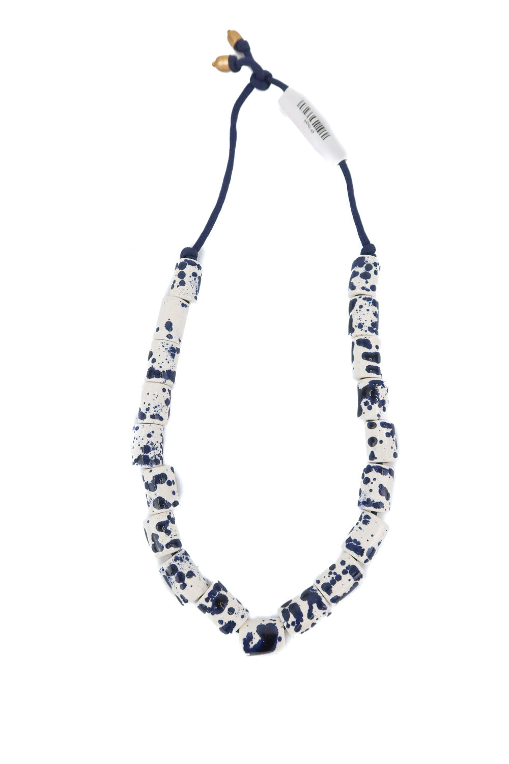 Navy speckled beaded necklace