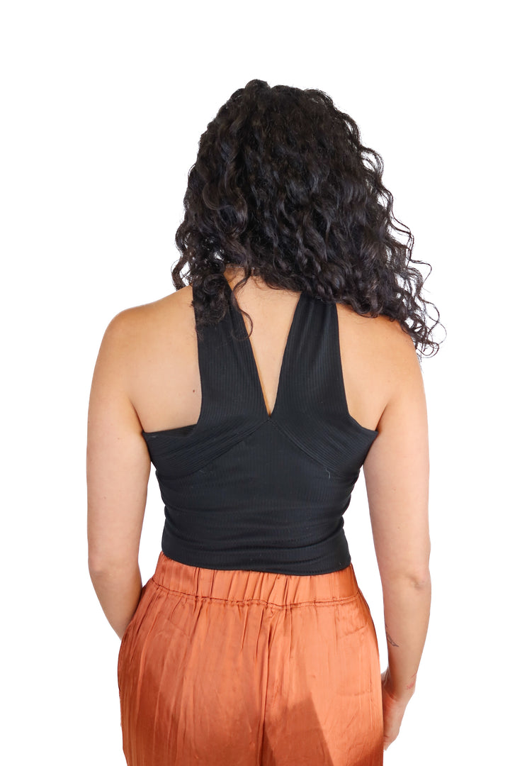 Entro black ribbed bodysuit (M; retail $49)