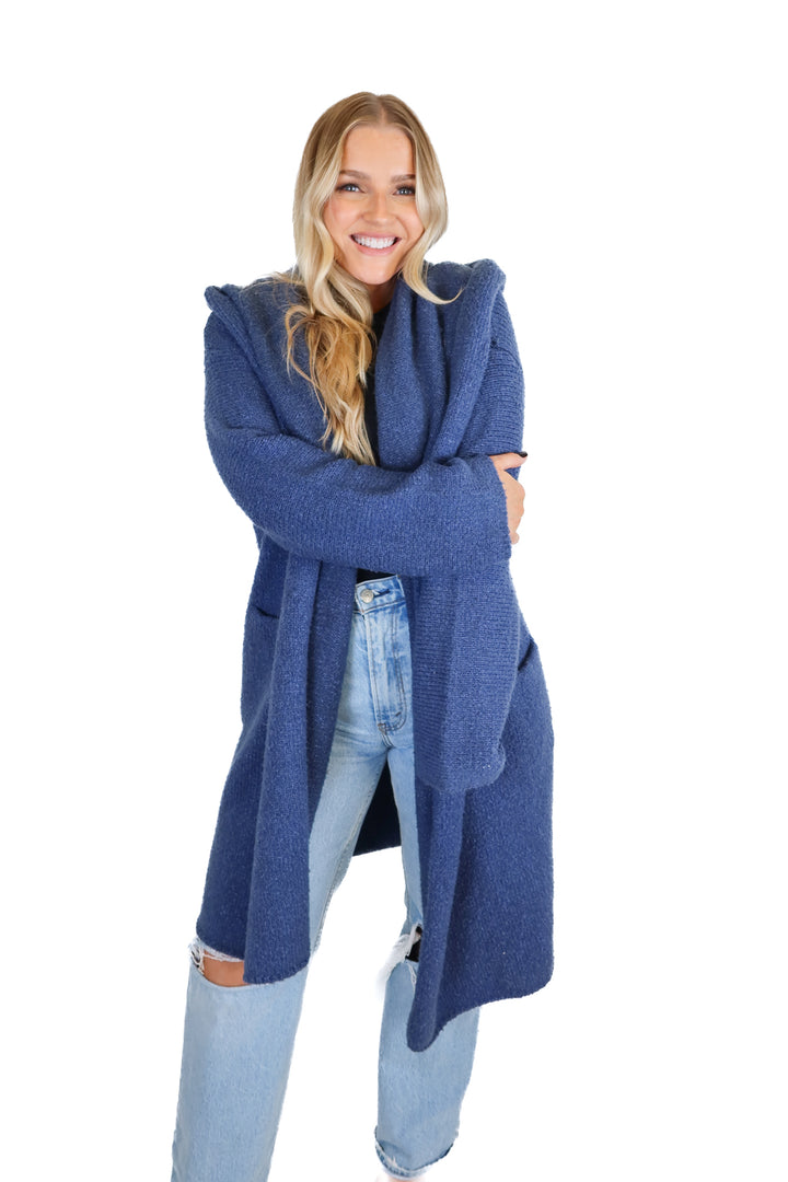 Love Stitch blue hooded cardigan (O/S; retail $104)