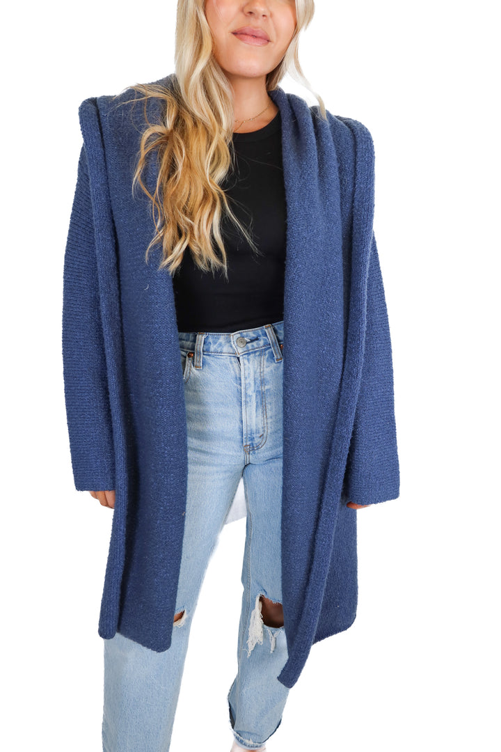 Love Stitch blue hooded cardigan (O/S; retail $104)