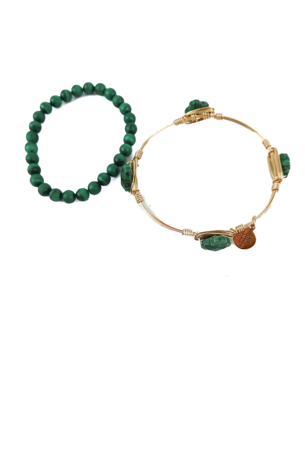 Green studed bracelet set