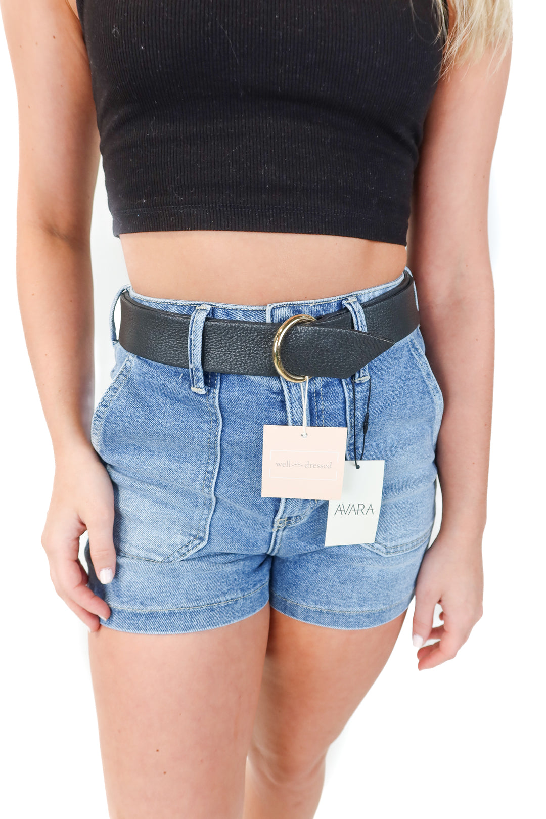 b low the belt black leather belt (OS; retail $156)