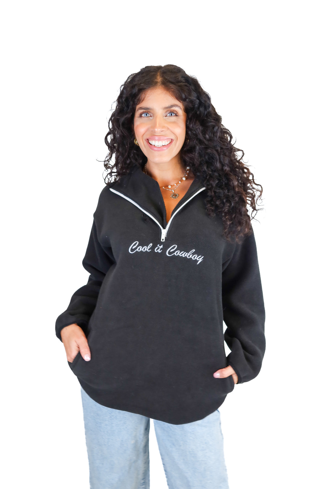 Kittenish Black Cool It Cowboy Fleece Half-Zip Pullover (S)