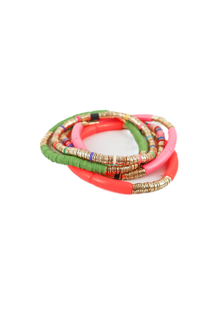 Orange, green and pink bracelet set
