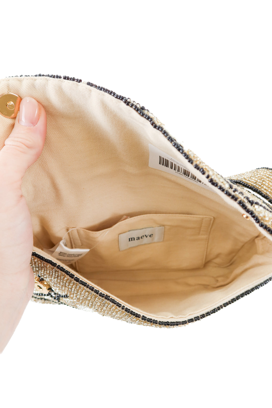maeve gold beaded "dice" purse