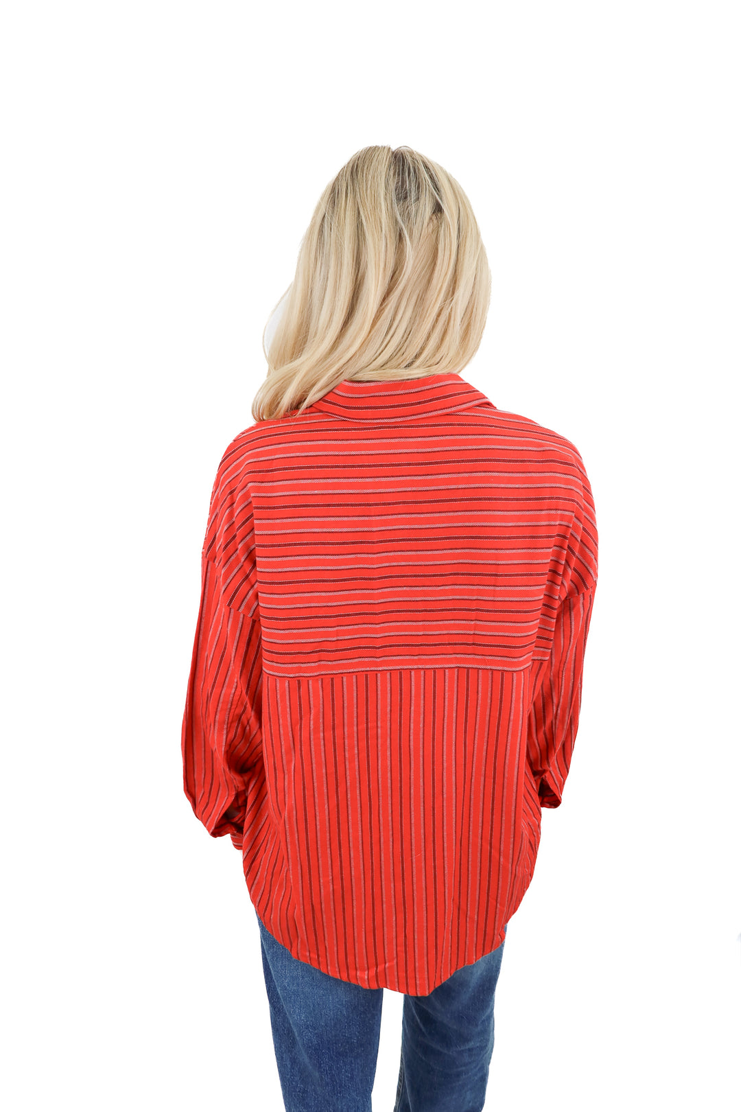 vici red striped button up top (retail $58)