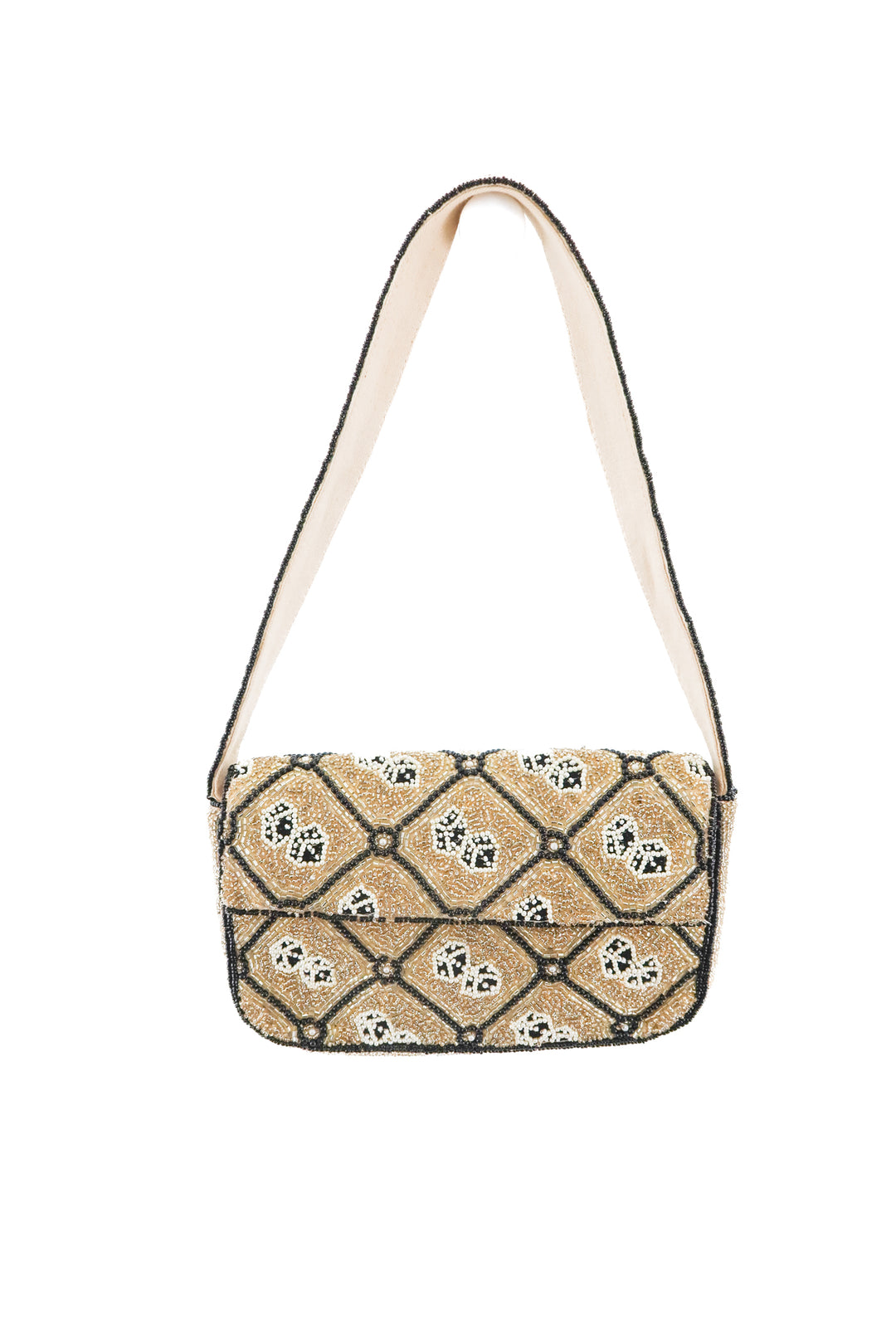 maeve gold beaded "dice" purse