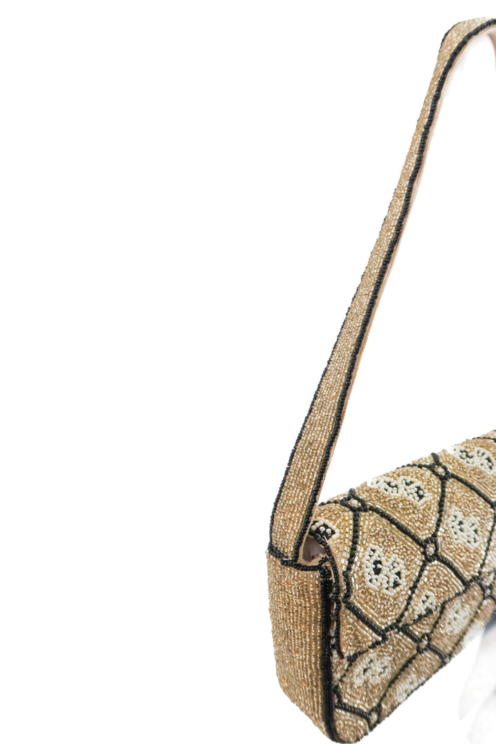 maeve gold beaded "dice" purse
