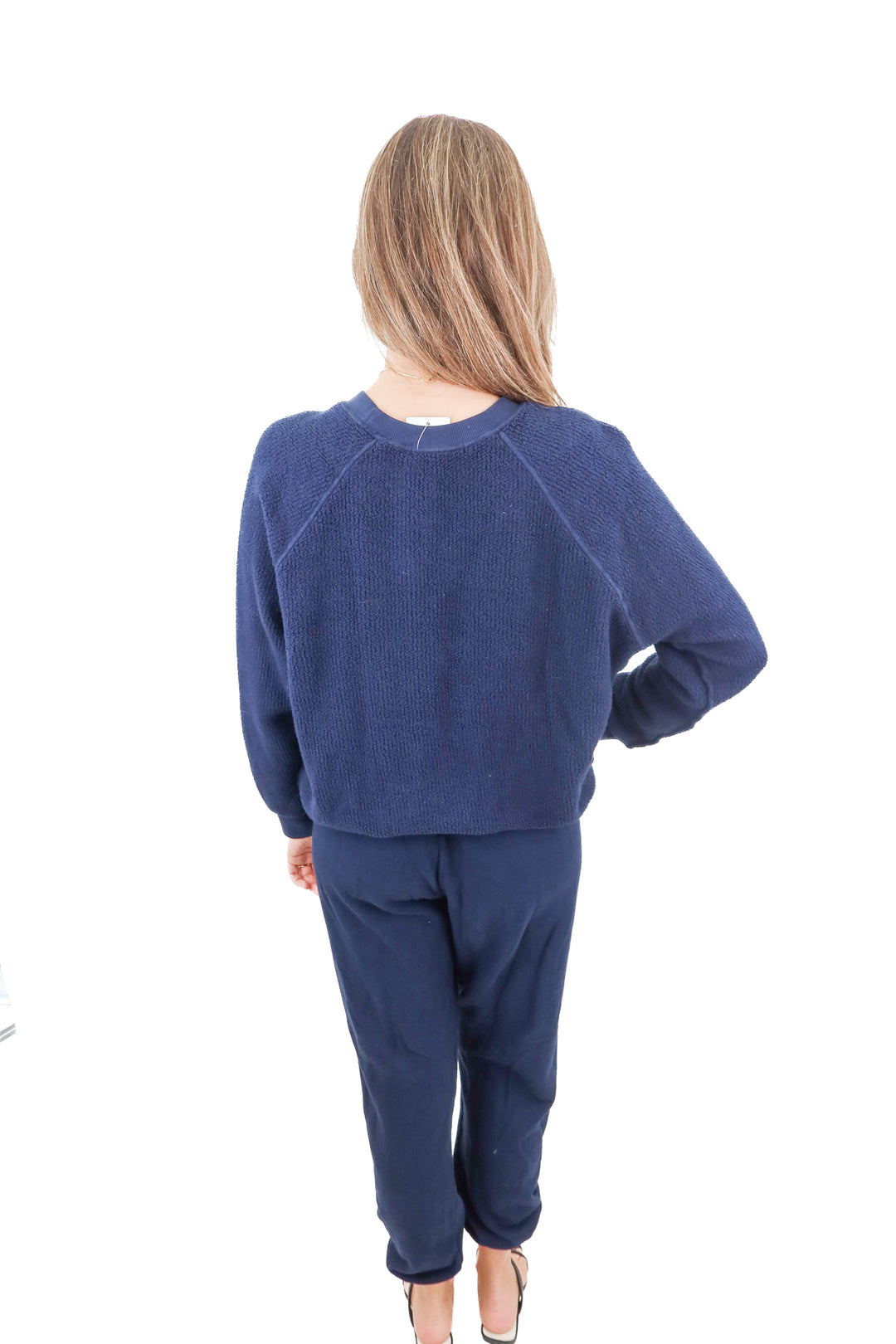 perfectwhitetee navy lounge set (m; retail $138)