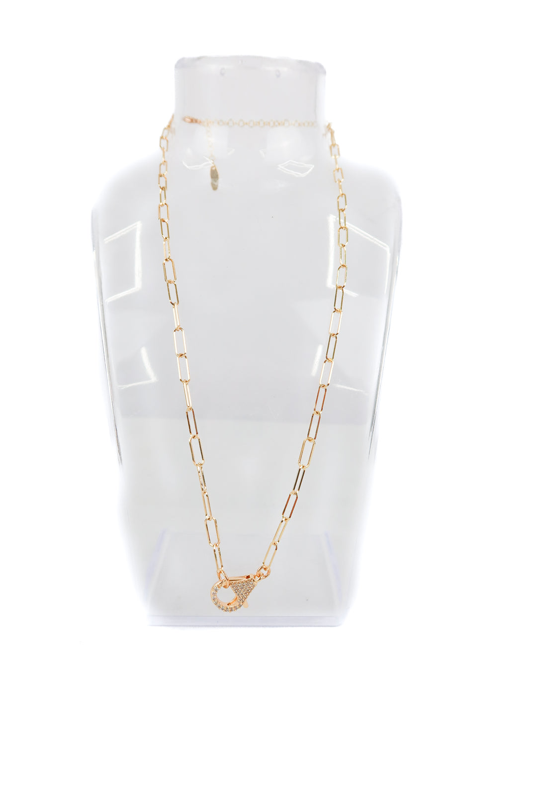 Serefina gold chain diamond lock necklace