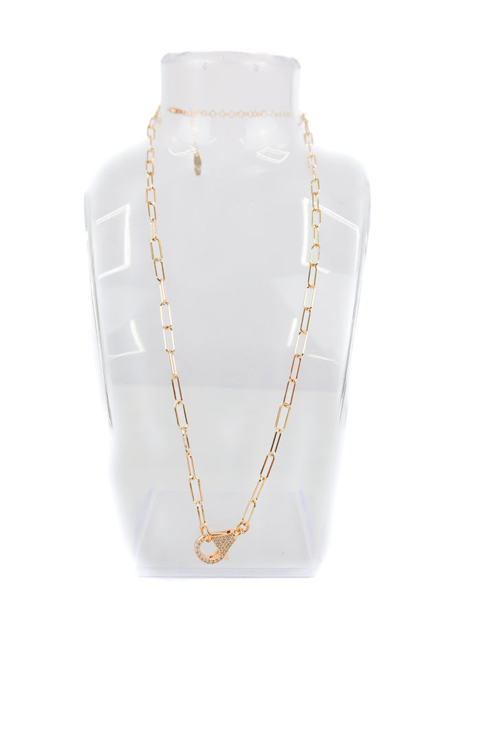 Serefina gold chain diamond lock necklace
