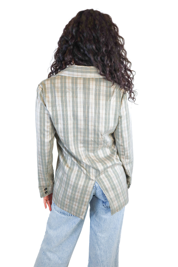 Kittenish green plaid blazer (XS)