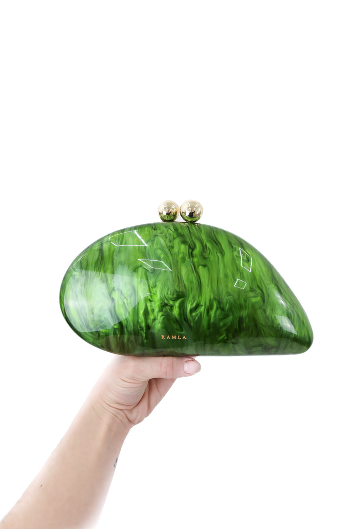 ramla green resin morocco statement clutch (retail $279)