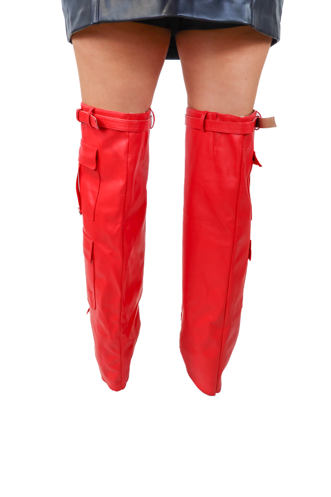 AUCTION*red thigh high cargo boots (11)- ends 5/20 at 8pm CT