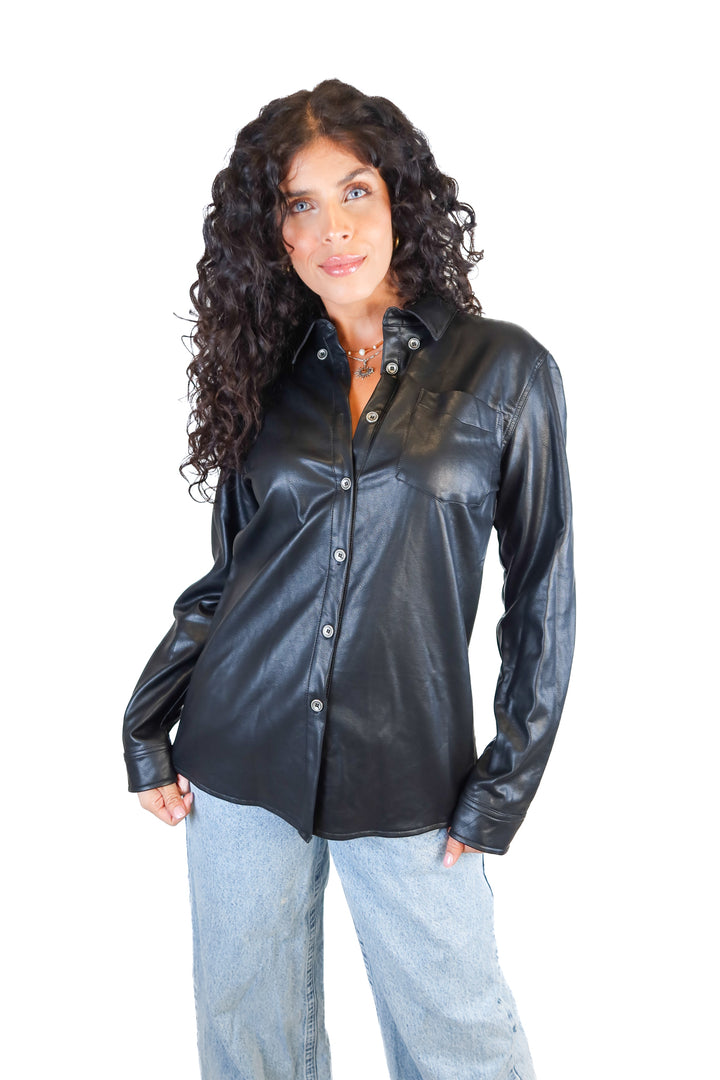 Kittenish Black Vegan Leather top (S)