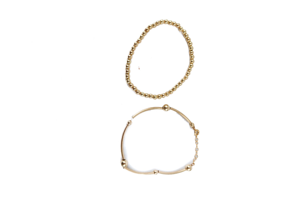14k gold beaded bracelet set (retail $125)