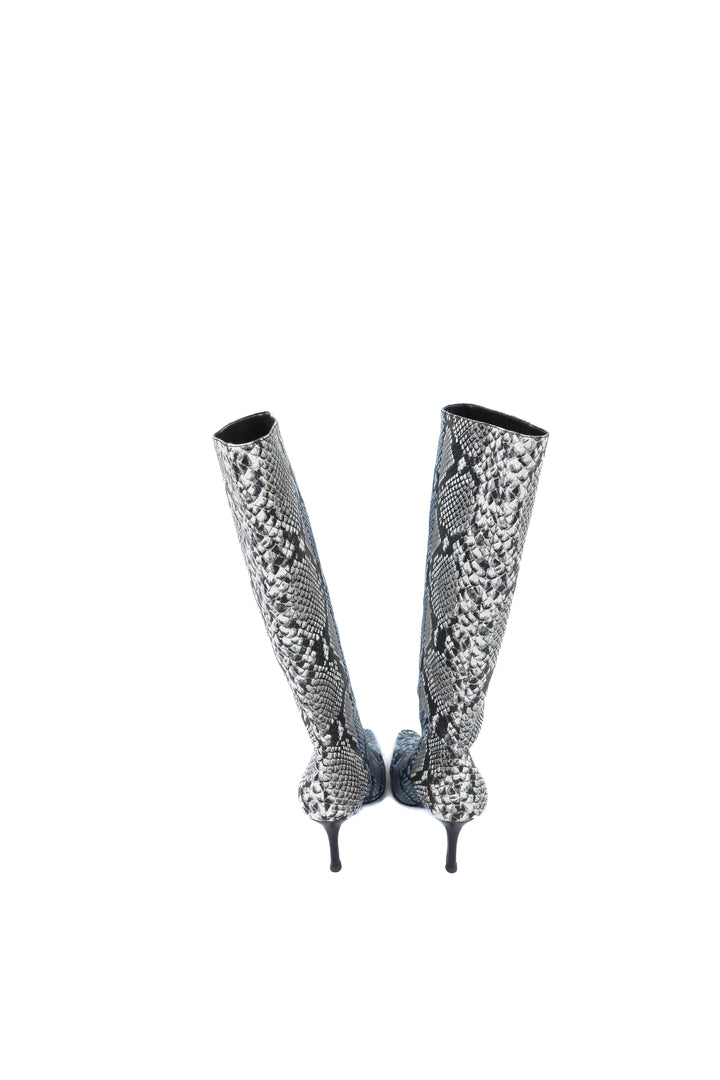 raye blue/grey snakeskin boots (7; retail $320)