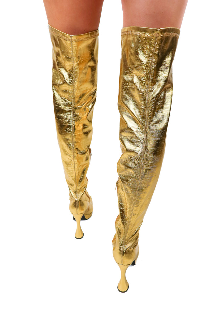 AUCTION jeffrey cambell gold metallic thigh high boots (11)- ends 5/20 at 8pm CT