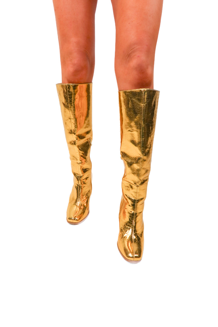 *gold metallic snakeskin boots (11)