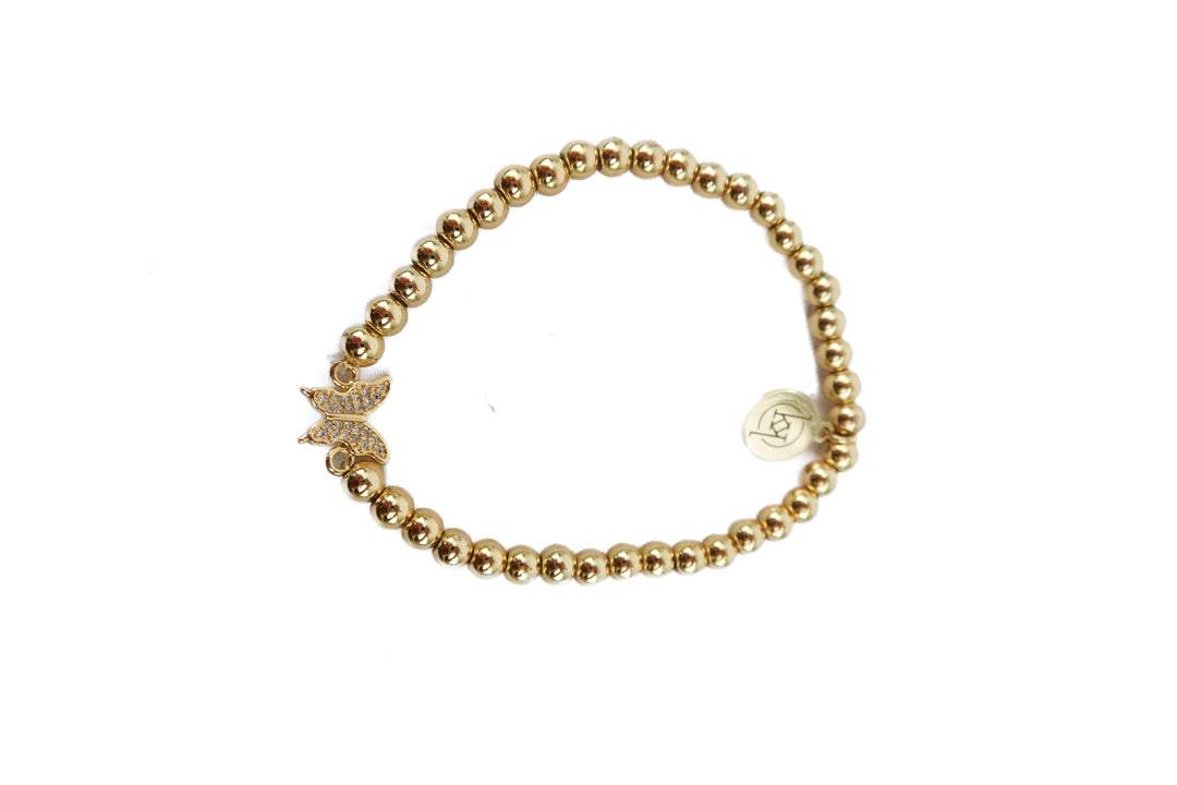 Butterfly gold beaded bracelet