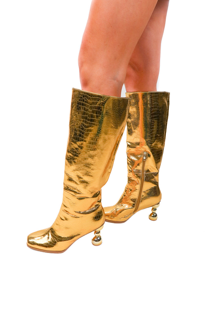 *gold metallic snakeskin boots (11)
