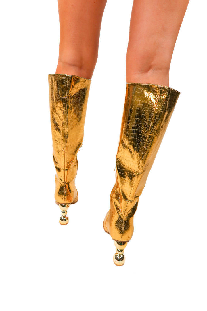 *gold metallic snakeskin boots (11)