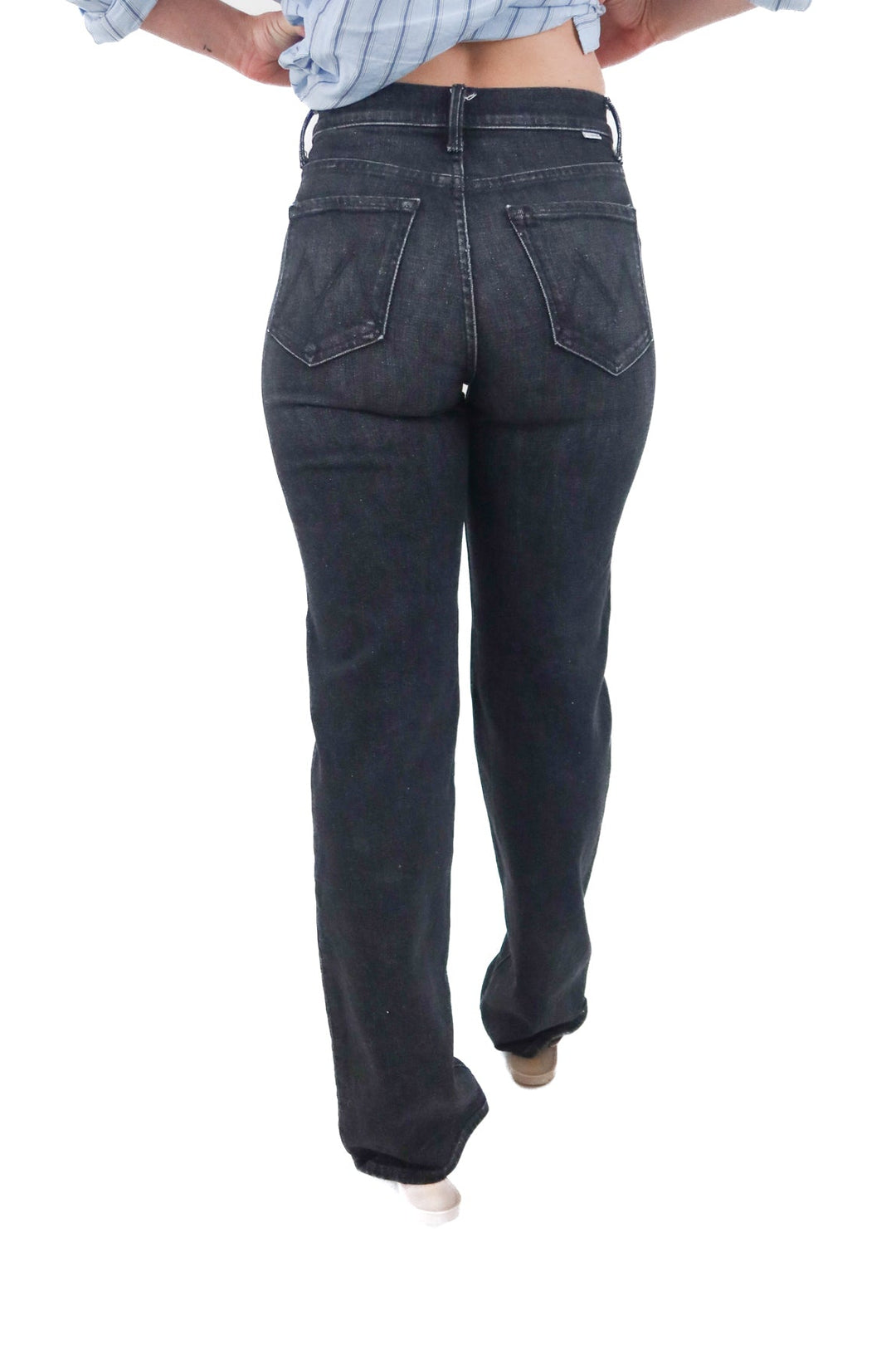 mother the rambler zip heel black jean (26; retail $278)