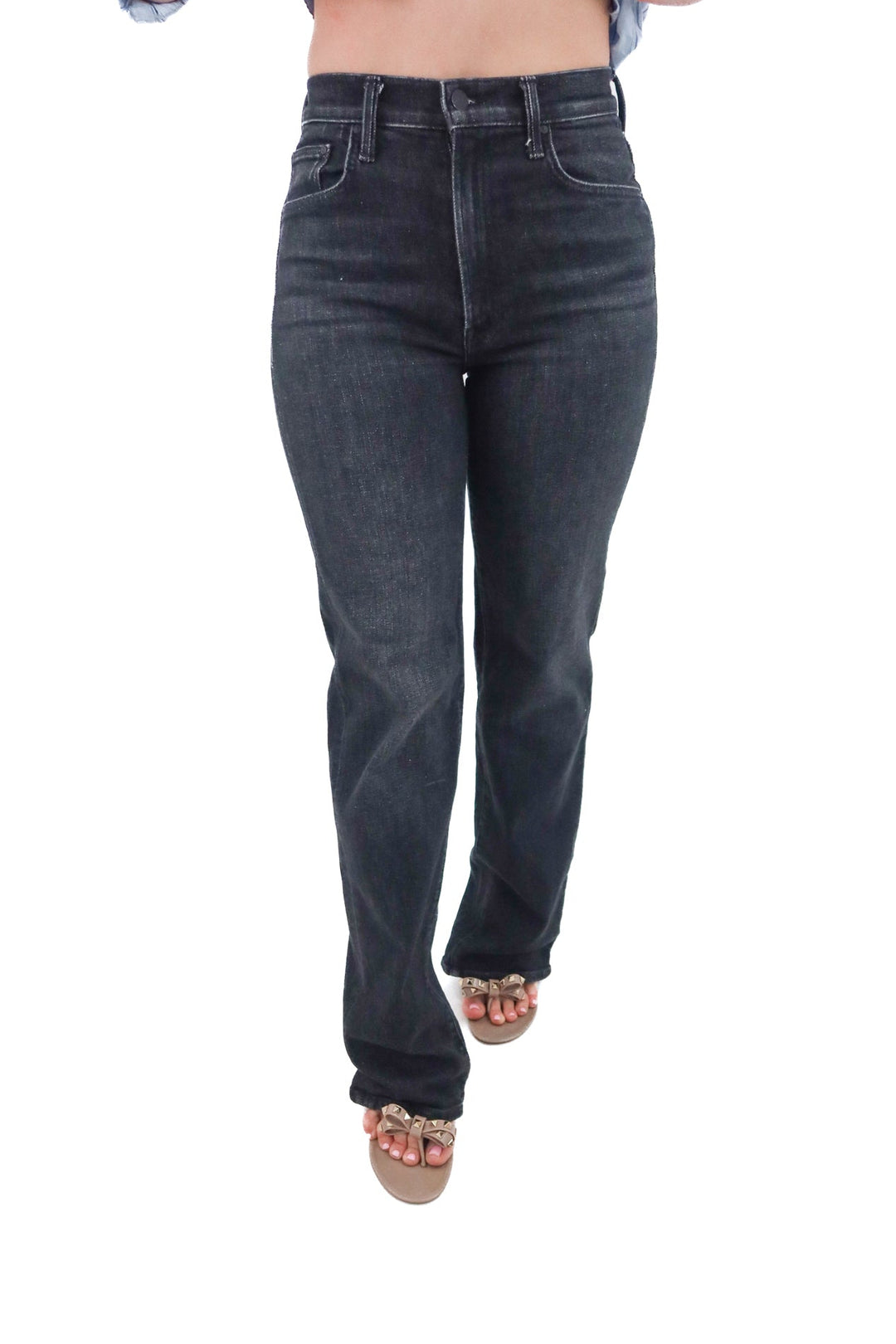 mother the rambler zip heel black jean (26; retail $278)