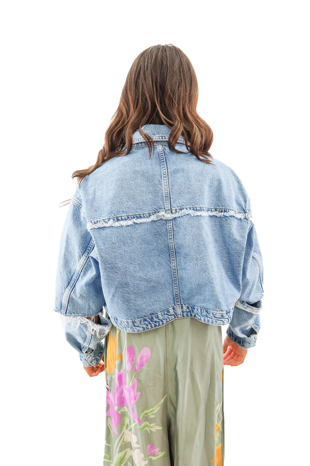 zara denim cropped jacket (m)