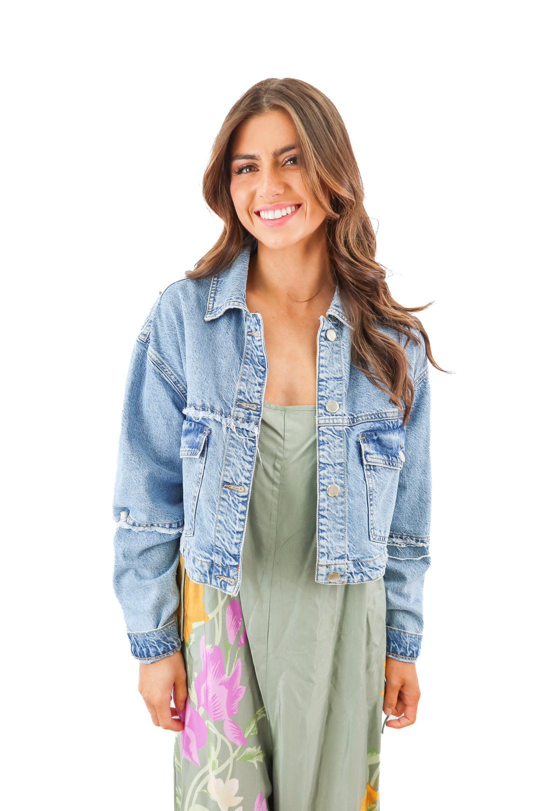 zara denim cropped jacket (m)