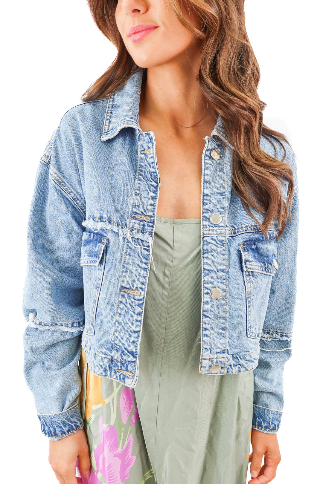 zara denim cropped jacket (m)