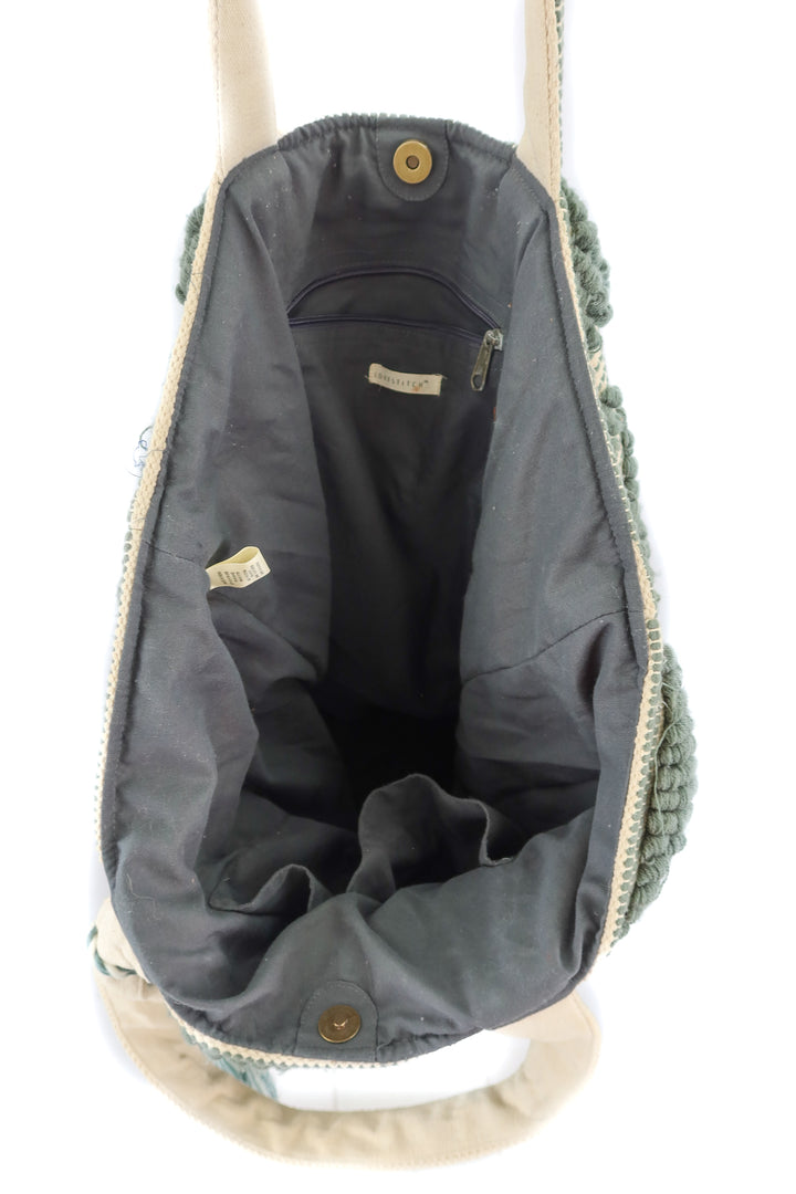Lovestitch green and cream tote