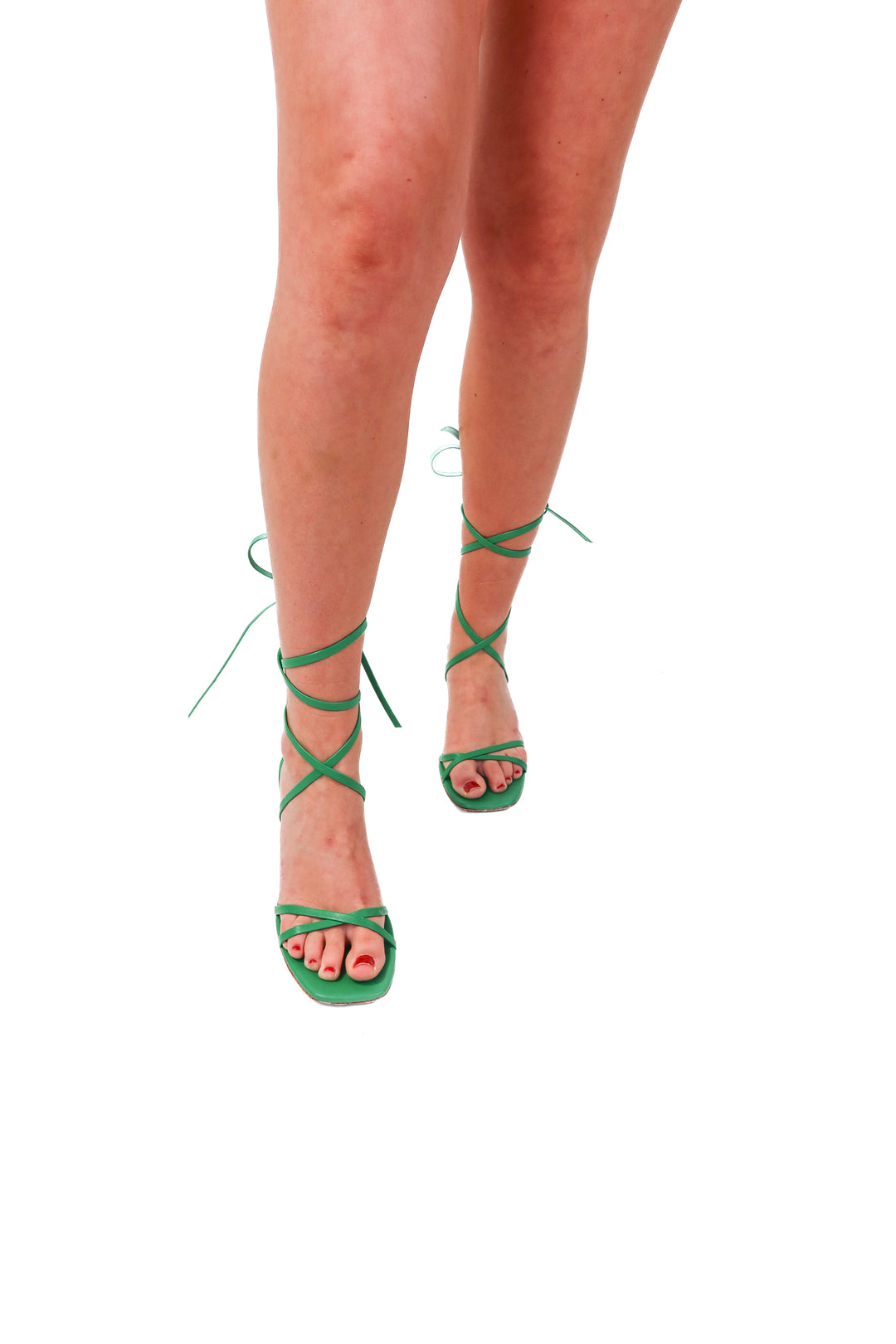 lpa green strappy wedges (9; retail $178)