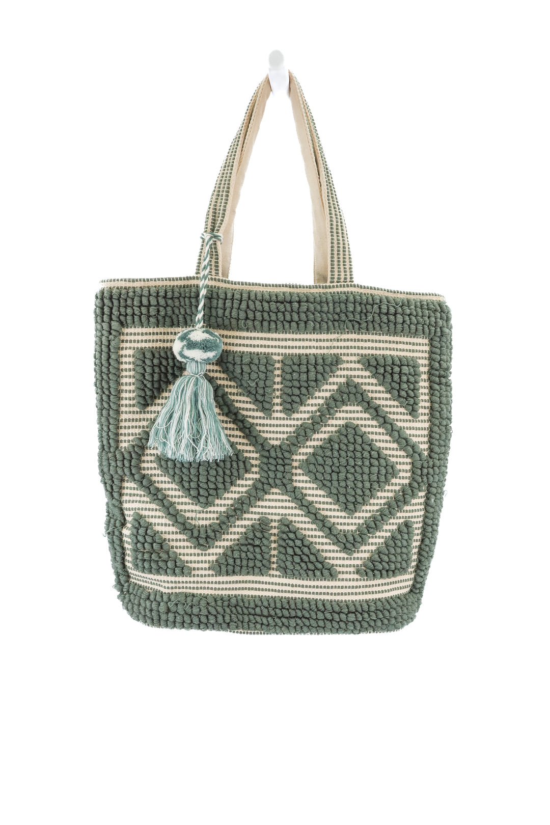 Lovestitch green and cream tote