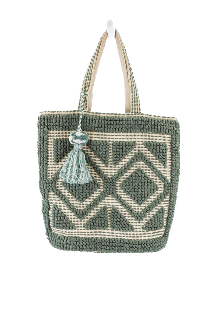 Lovestitch green and cream tote