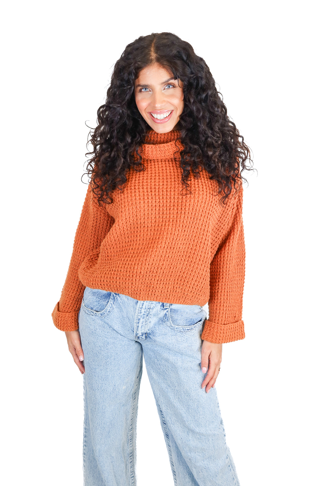 Cupshe rust knit turtle neck sweater NWT (S)